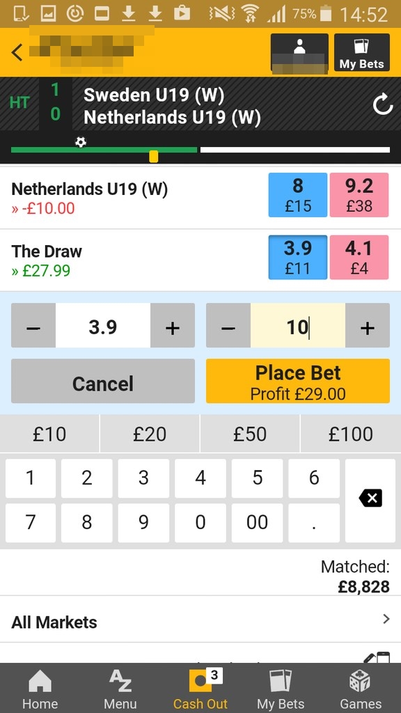 How do I place a bet at Betfair?